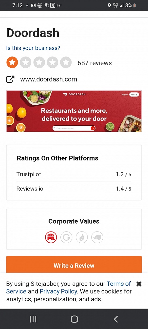 Doordash Reviews 742 Reviews of Sitejabber