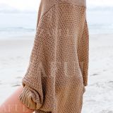 Thigh length on the model. Actual length of the sweater its above the waist.