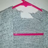 Sweater was torn the moment it was out of the bag. I will also add that it looked different than what was pictured on the model.