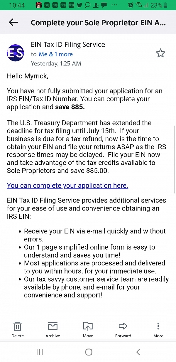 irs ein federal tax id com reviews