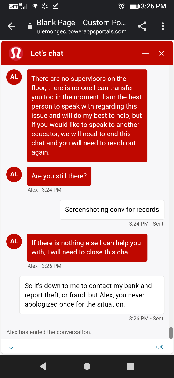 online chat lululemon