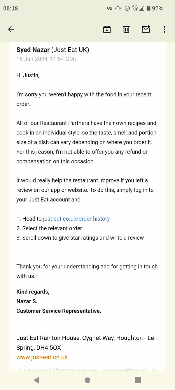 Just Eat Reviews 165 Reviews of Just eat Sitejabber
