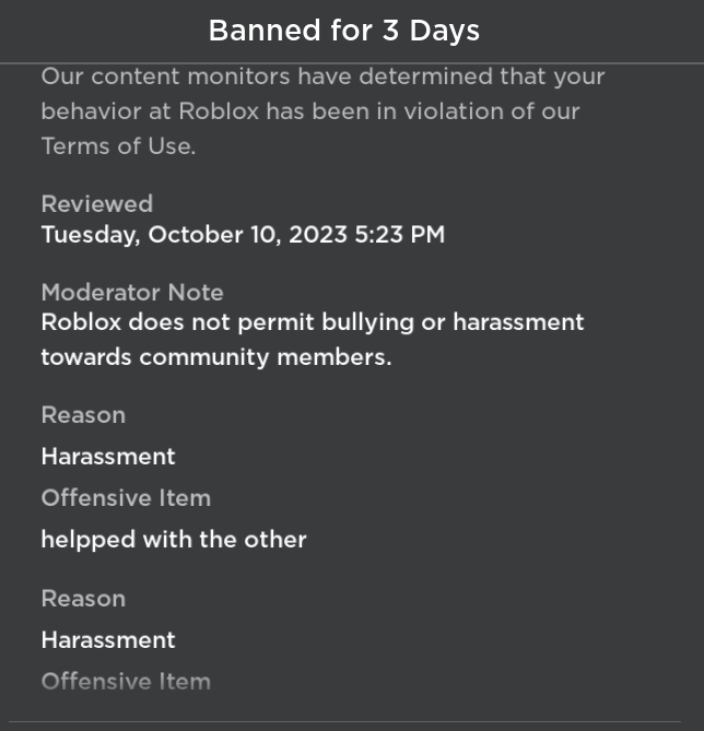 No offense to roblox or anything but their moderation is stupid as hell