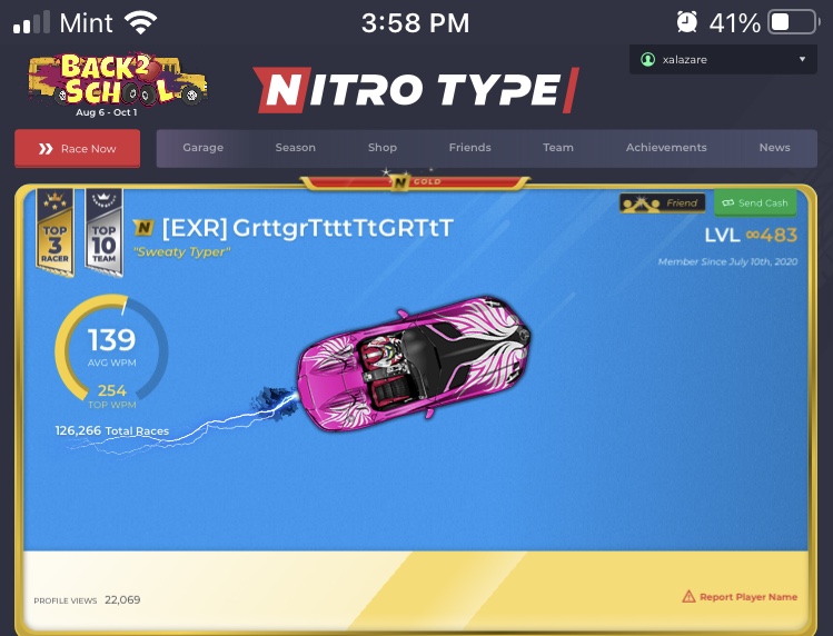 Nitro Type, Competitive Typing Game