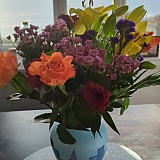 What was received. Pink chrysanthemums instead of bright lime green ones which takes away from the whole look of the theme of the bouquet which was called Melody Bright!