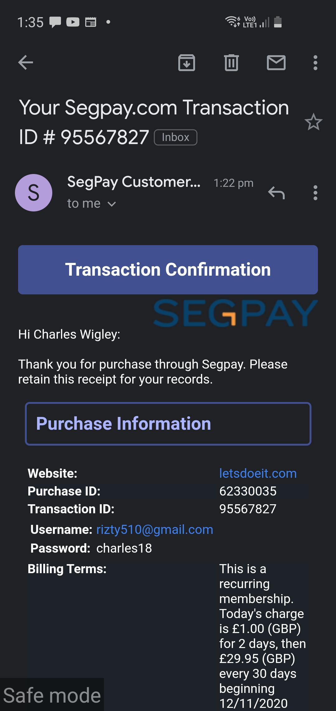 Segpay subscription cancel