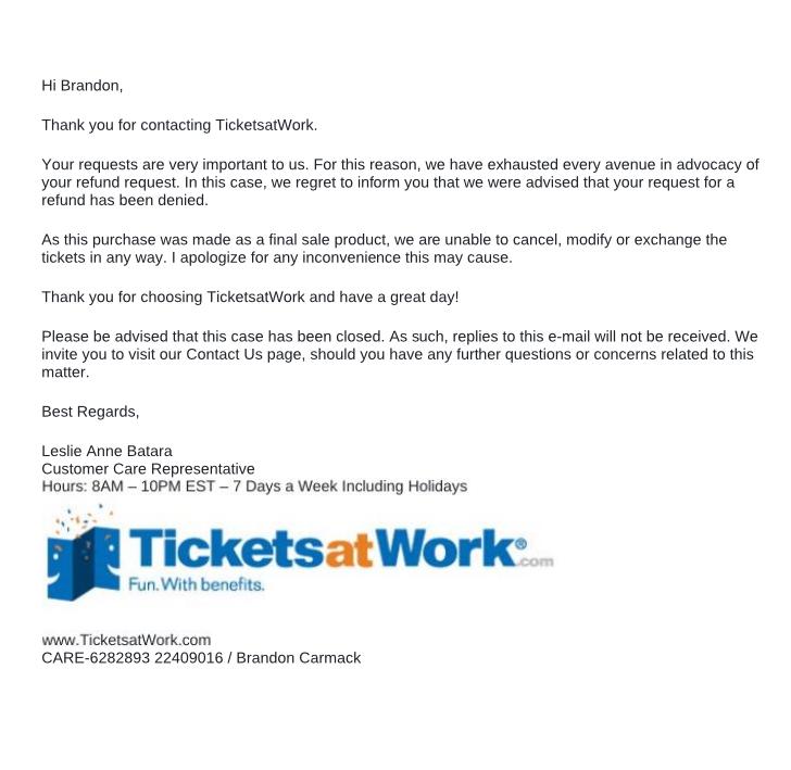 TicketsatWork Reviews 209 Reviews of Sitejabber