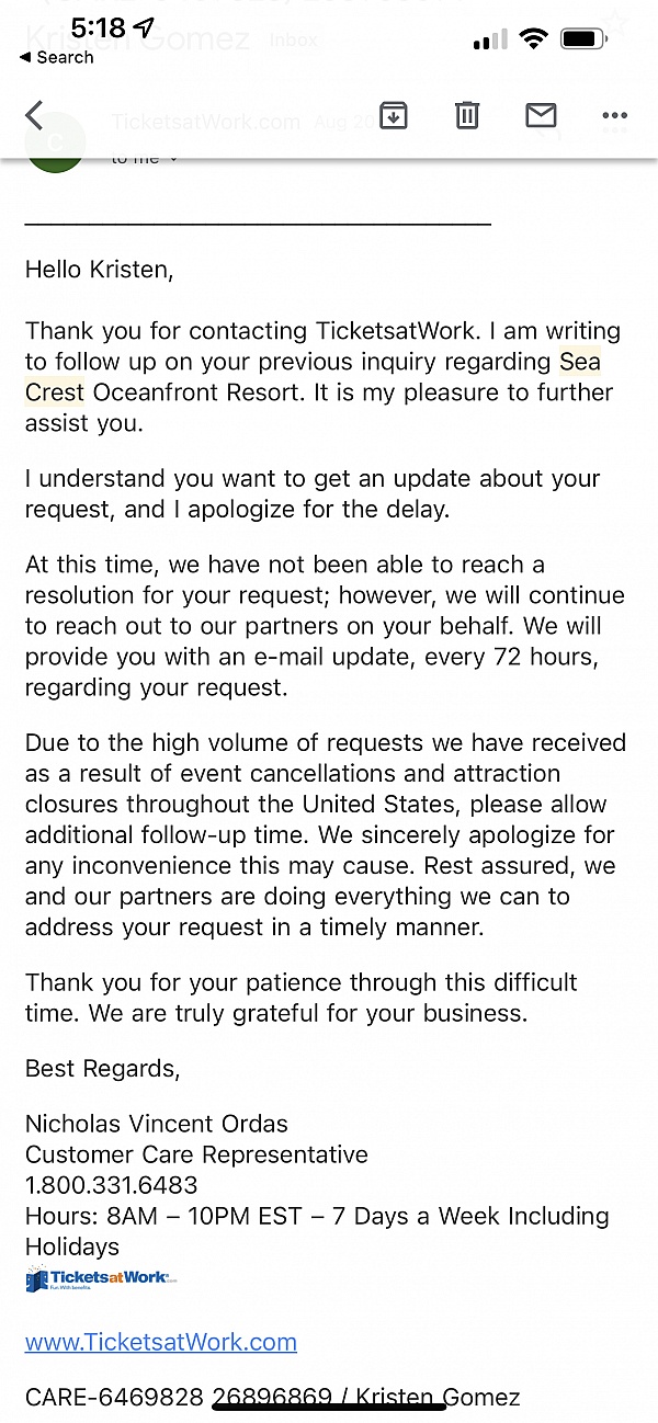 TicketsatWork Reviews 281 Reviews of Sitejabber