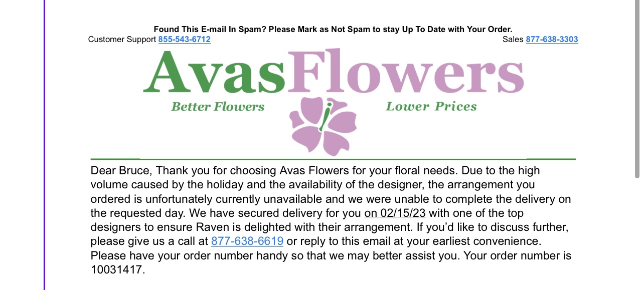 Avas Flowers Reviews 271 Reviews of Sitejabber