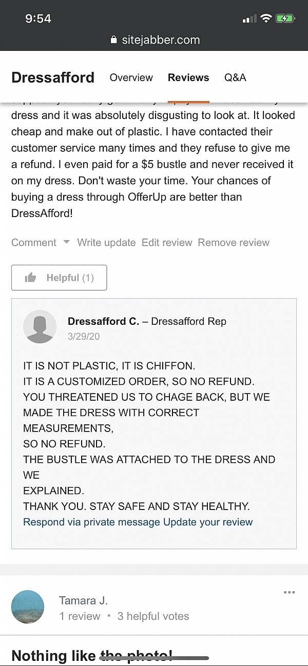 Dressafford shop website reviews