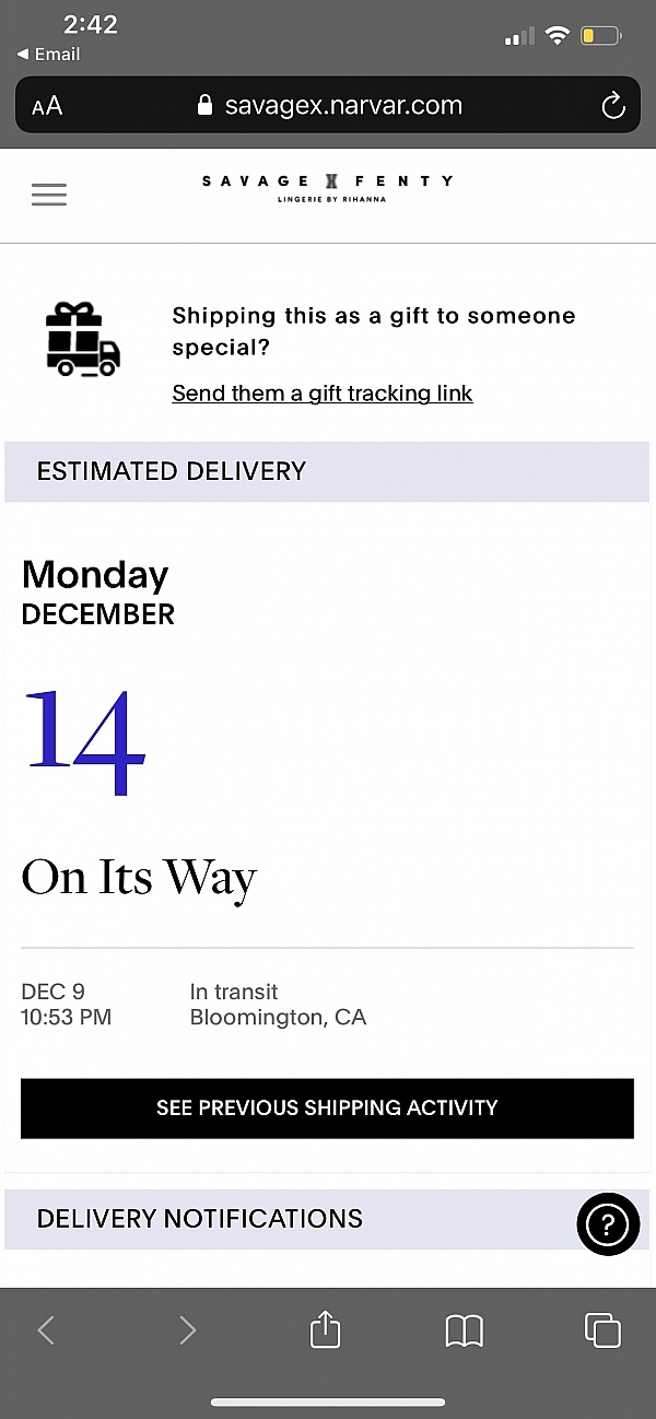 savage fenty delivery