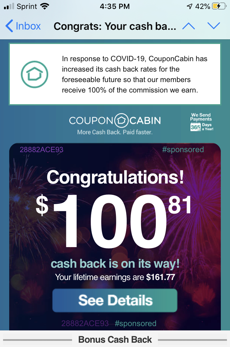 couponcabin $5 bonus app
