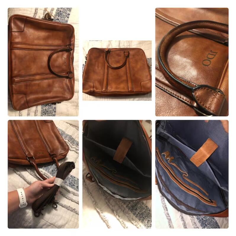 ROCKCOW Handmade Genuine Leather Satchel Bag, Men Messenger Bag