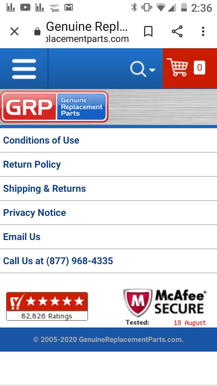 Genuine Replacement Parts Reviews 83,911 Reviews of