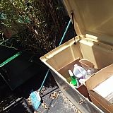 These is where the paper goods provided to the guess, including the toilet paper was kept. In the back of the property grounds, next to the dumpster.