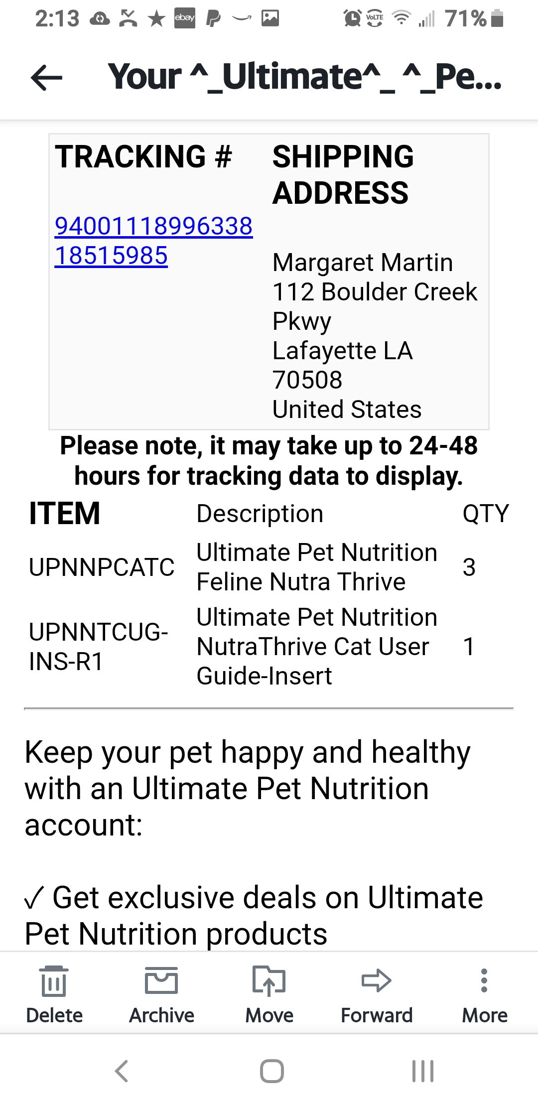 ultimate pet nutrition cat