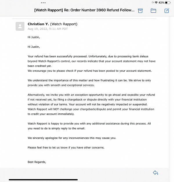 Watch Rapport Reviews 261 Reviews of Sitejabber