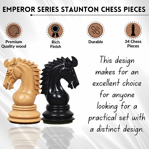 Triple Weighted 4.6" Arthur Luxury Staunton Chess Pieces Only set Bud Rosewood 