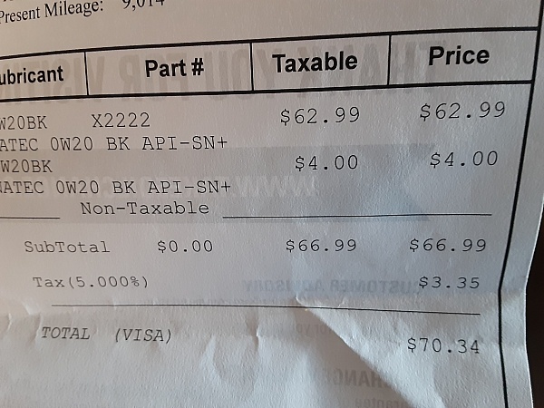 price of take five oil change
