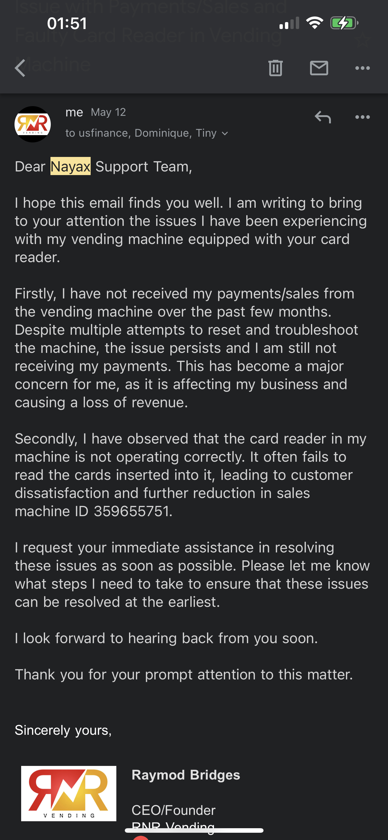 Nayax Reviews 1 Review of Sitejabber