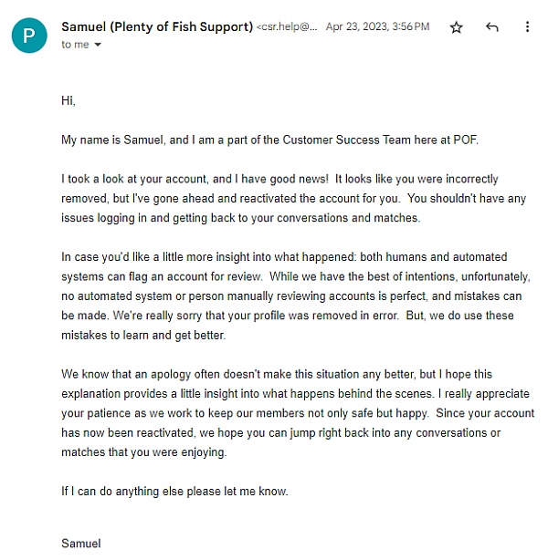 Plenty of Fish product 0