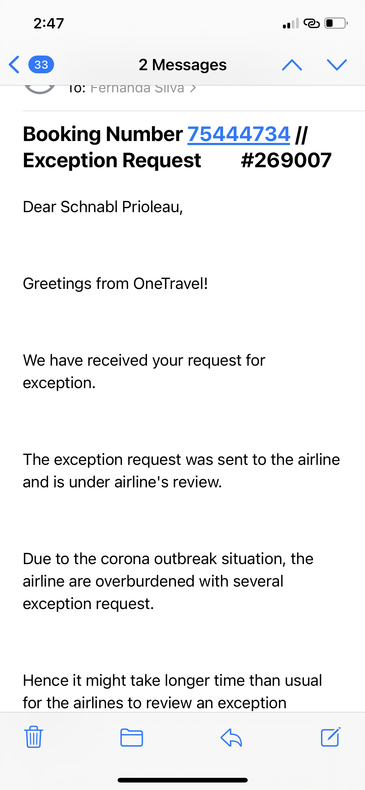 OneTravel - Booking Confirmation.pdf - 10/21/2020 OneTravel - Booking  Confirmation Click here to chat 24/7 Booking Confirmation OneTravel  Booking