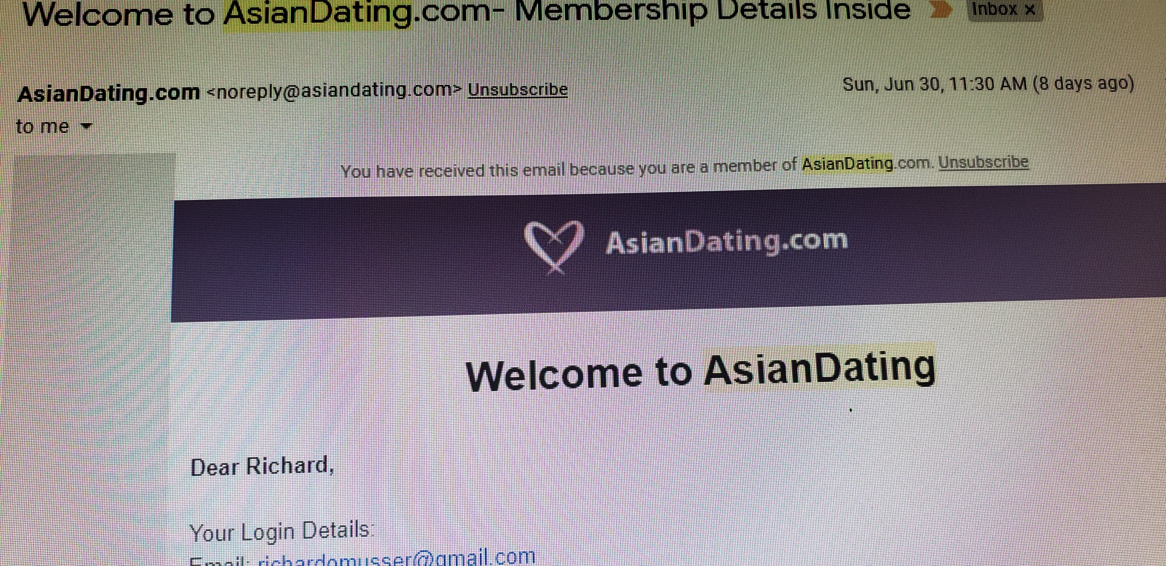 Asian dating login and password