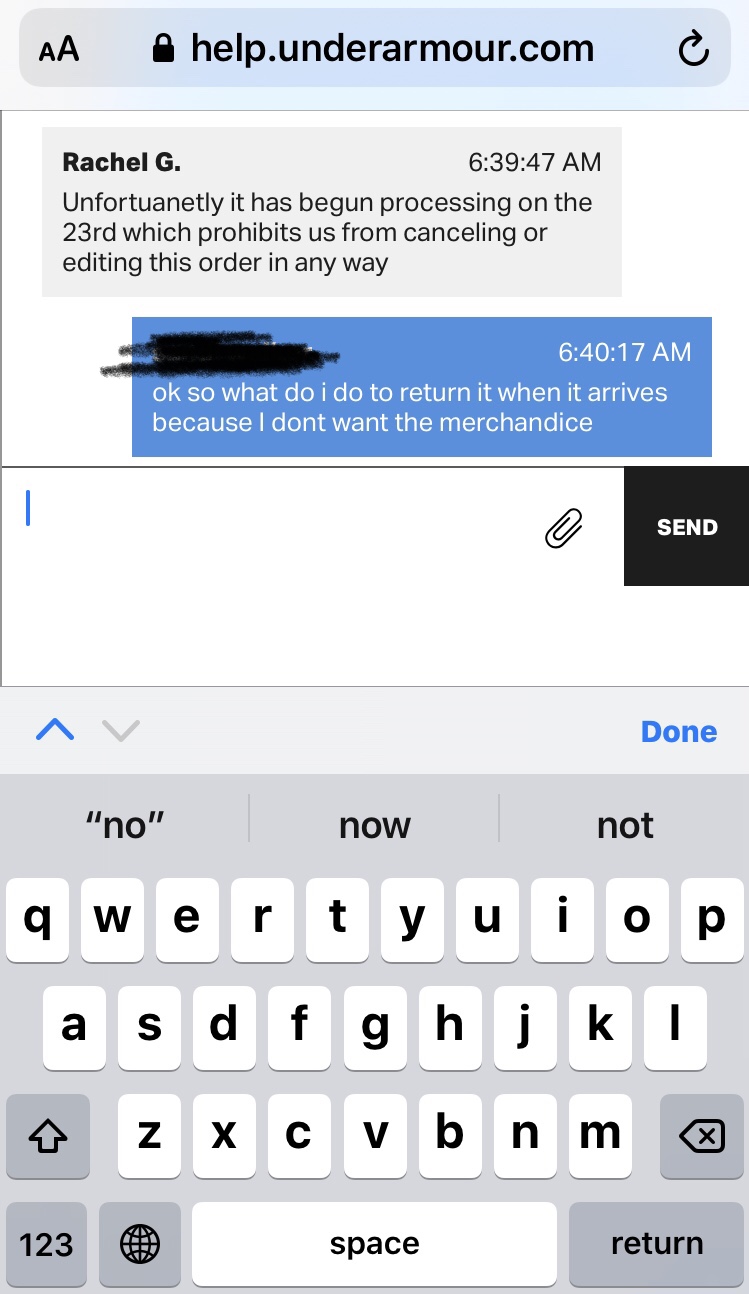 under armour chat support