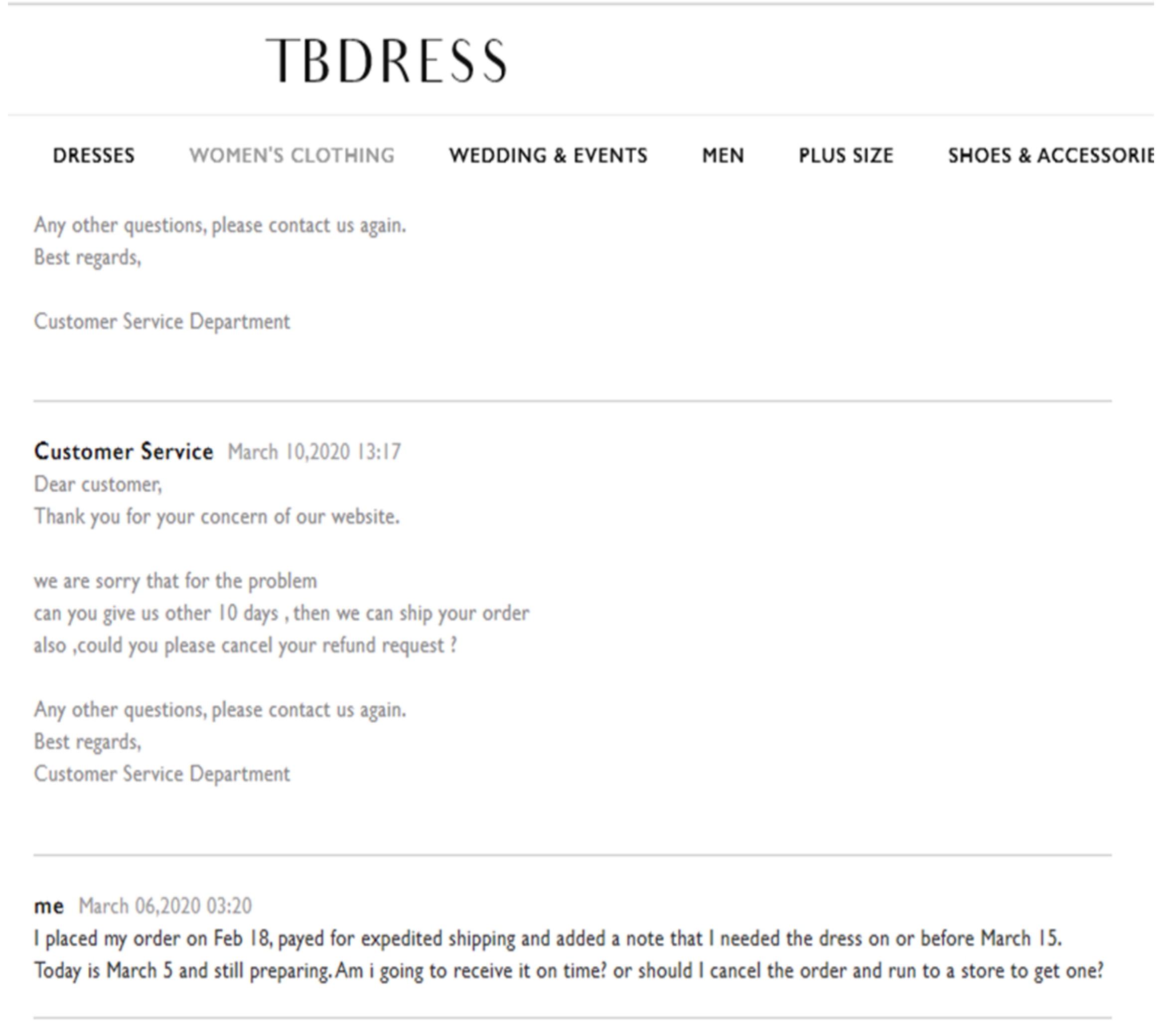 tb dresses website