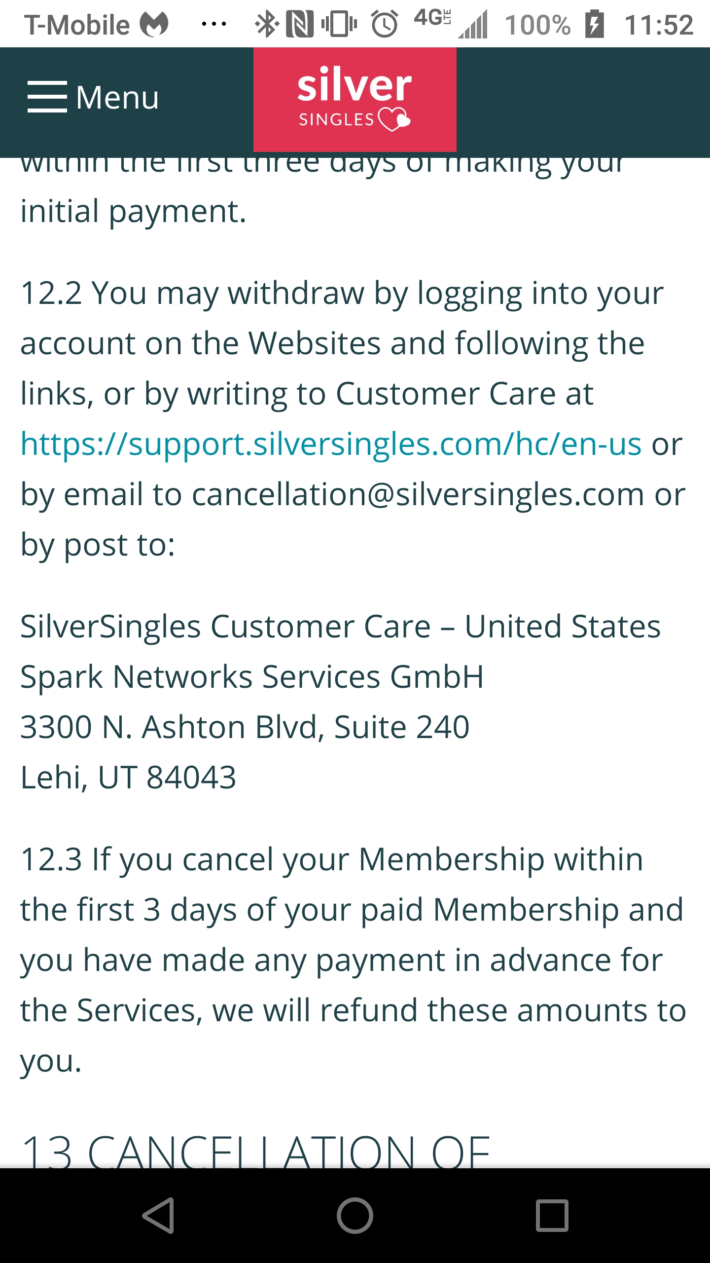Silver singles cancellation policy