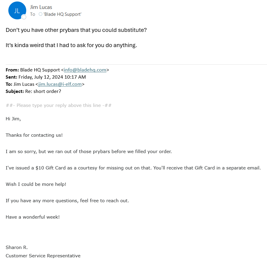 BladeHQ Reviews 1,417 Reviews of Sitejabber