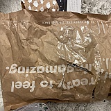 This is how my package arrived with tape over a large area- guessing where my products had fallen out.