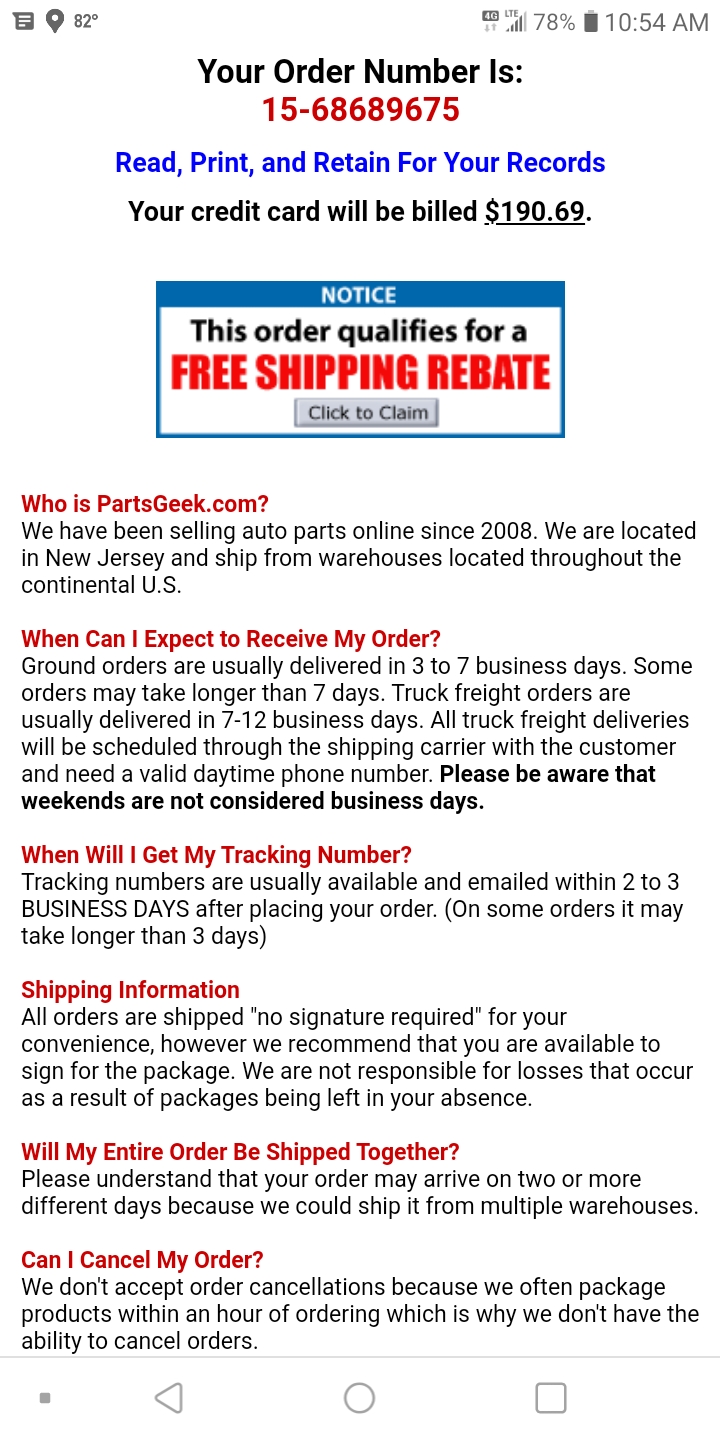 PartsGeek Reviews 603 Reviews of Sitejabber