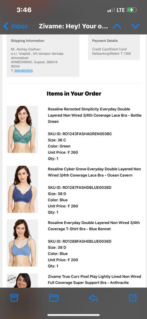 Buy Zivame True Curv Zellij Dreams Lightly Lined Non-Wired 3/4 Coverage  Super Support Bra With Hipster Panty - Plume at Rs.985 online | Bra online