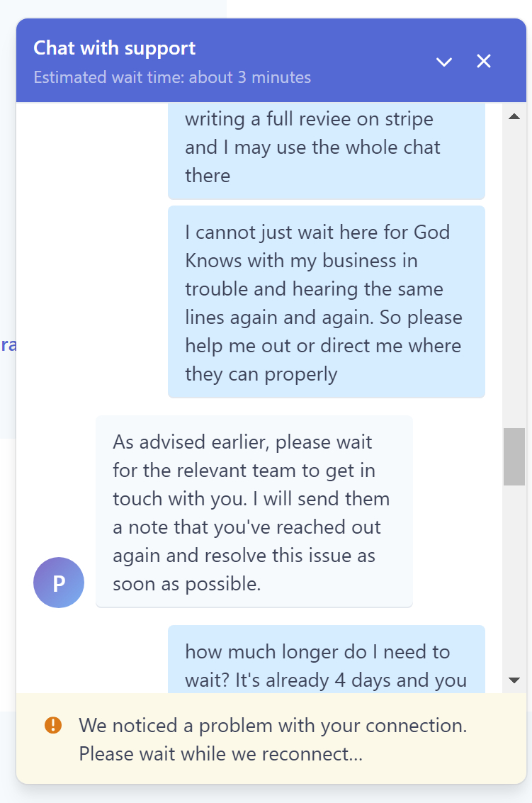 Support chat stripe An image