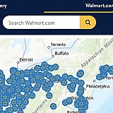 Walmart's Covid vaccination site map showing all the locations that carry the vaccine