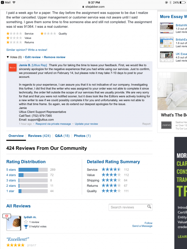Ultius Reviews - 460 Reviews of Ultius.com | Sitejabber