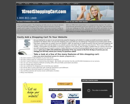 website thubmnail of 1GreatShoppingCart.com