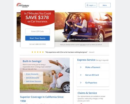 website thubmnail of 21st Century Insurance