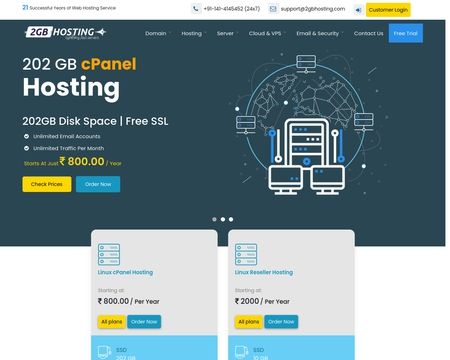 website thubmnail of 2GB Hosting