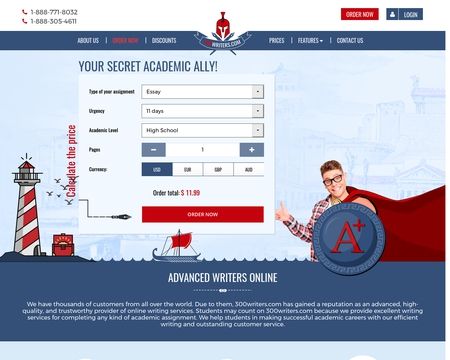 website thubmnail of 300writers.com