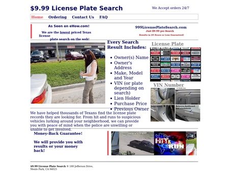 website thubmnail of $9.99 License Plate Search