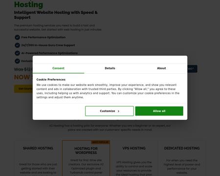 website thubmnail of A2 Hosting