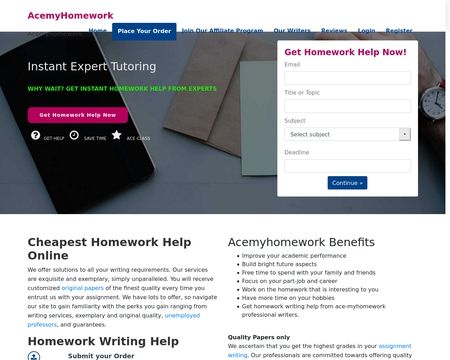 website thubmnail of Ace My Homework