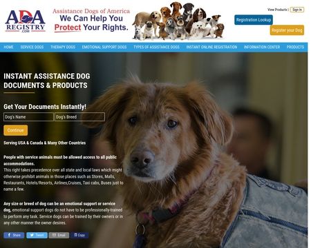 Assistance store dog registry