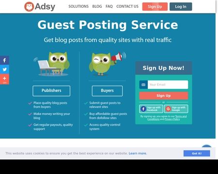 website thubmnail of Adsy