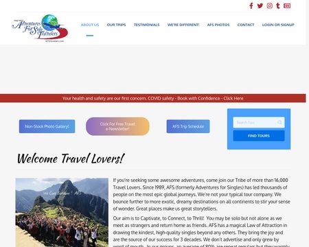 website thubmnail of Adventures For Solo Travelers