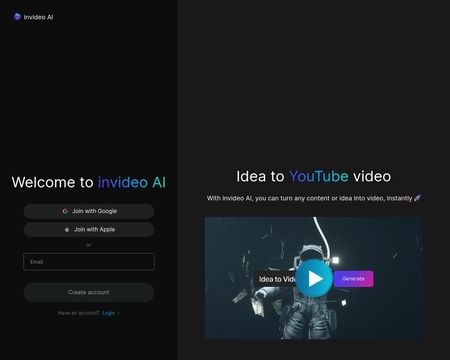 website thubmnail of Ai.invideo.io
