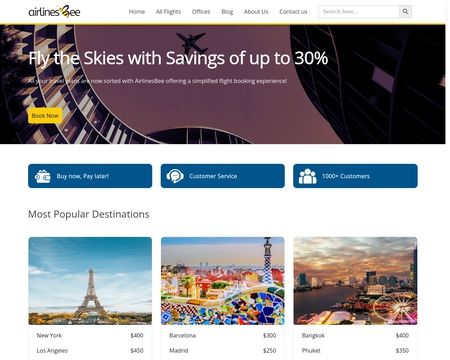 website thubmnail of Airlinesbee