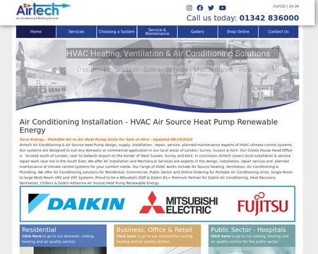 website thubmnail of Airtech Air Conditioning Services Limited